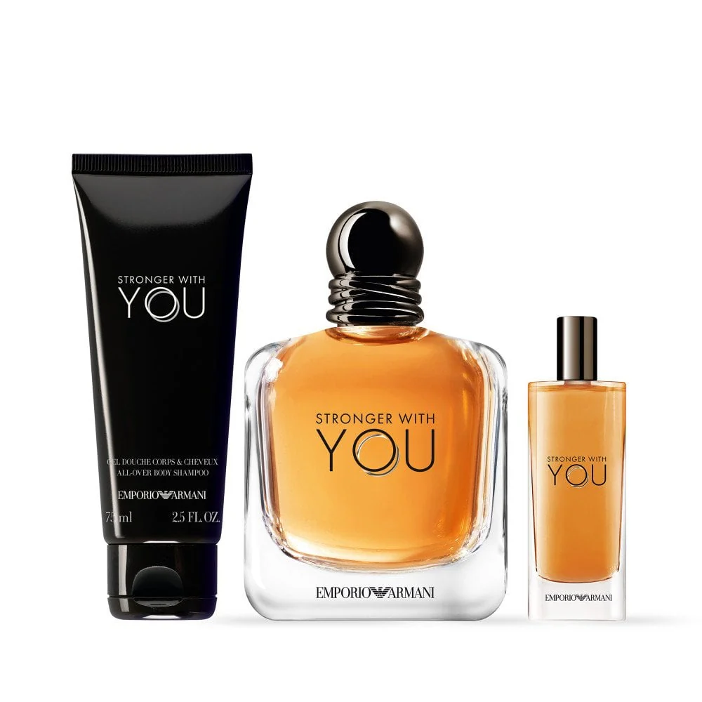 Giorgio Armani Stronger With You Eau De Toilette 100ml & Travel Spray 10ml & Shower Gel 75ml Gift Se - Image 2