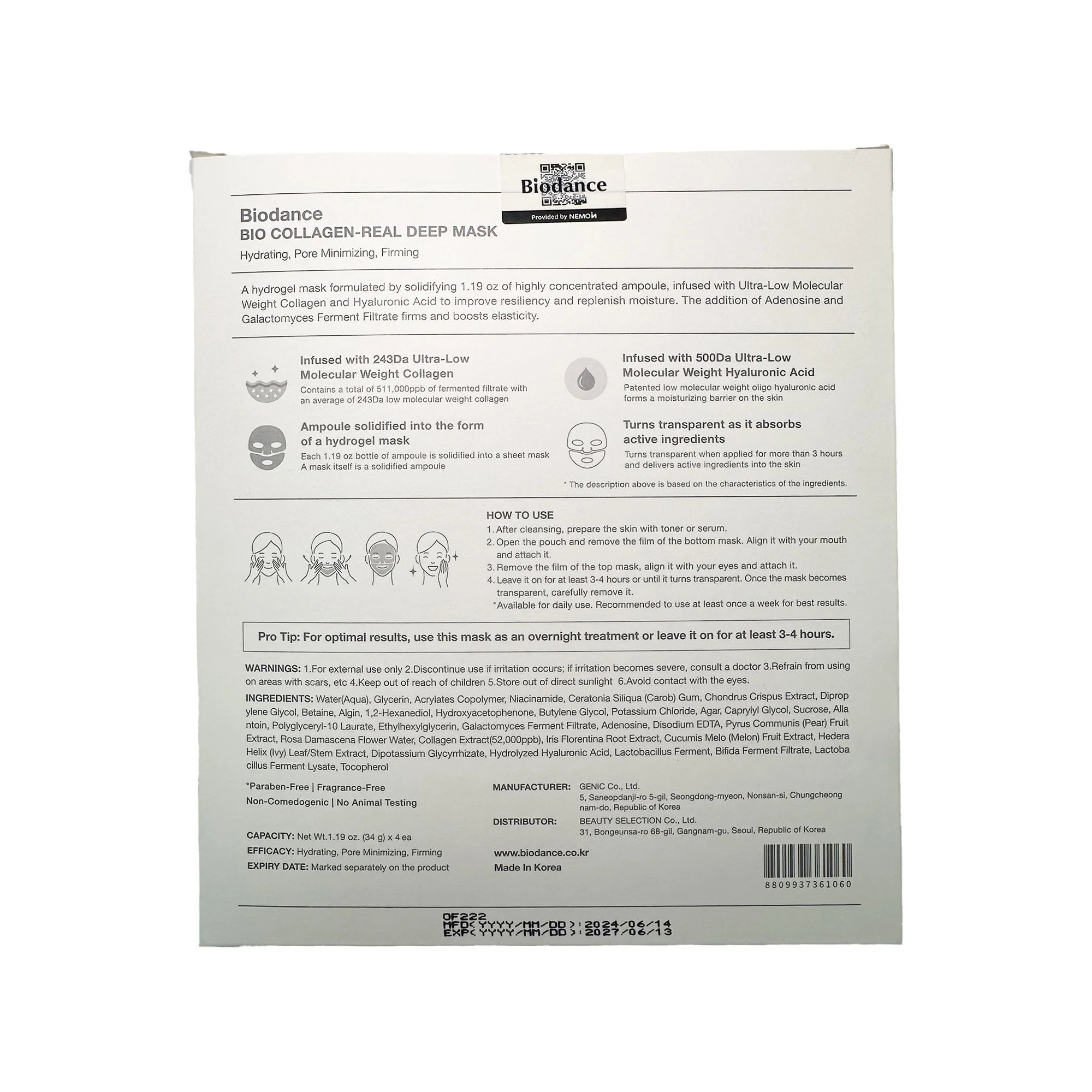 Biodance Bio-Collagen Real Deep Sheet Face Mask 4pcs Sachets/Units - Image 5