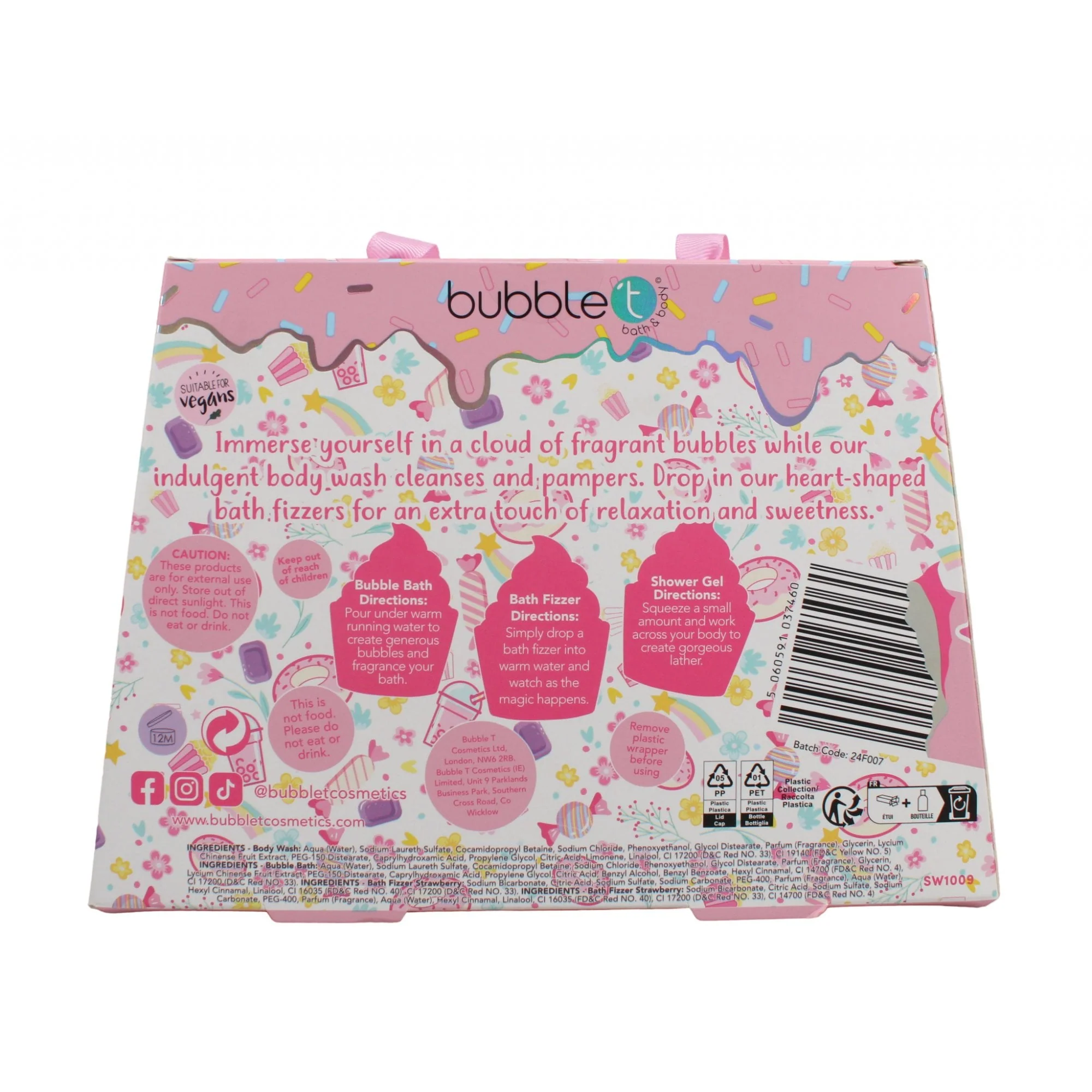 Bubble T Sweet Tea Body Wash 100ml Bubble Bath 100ml & Bath Fizzers 2x60g Gift Set - Image 2