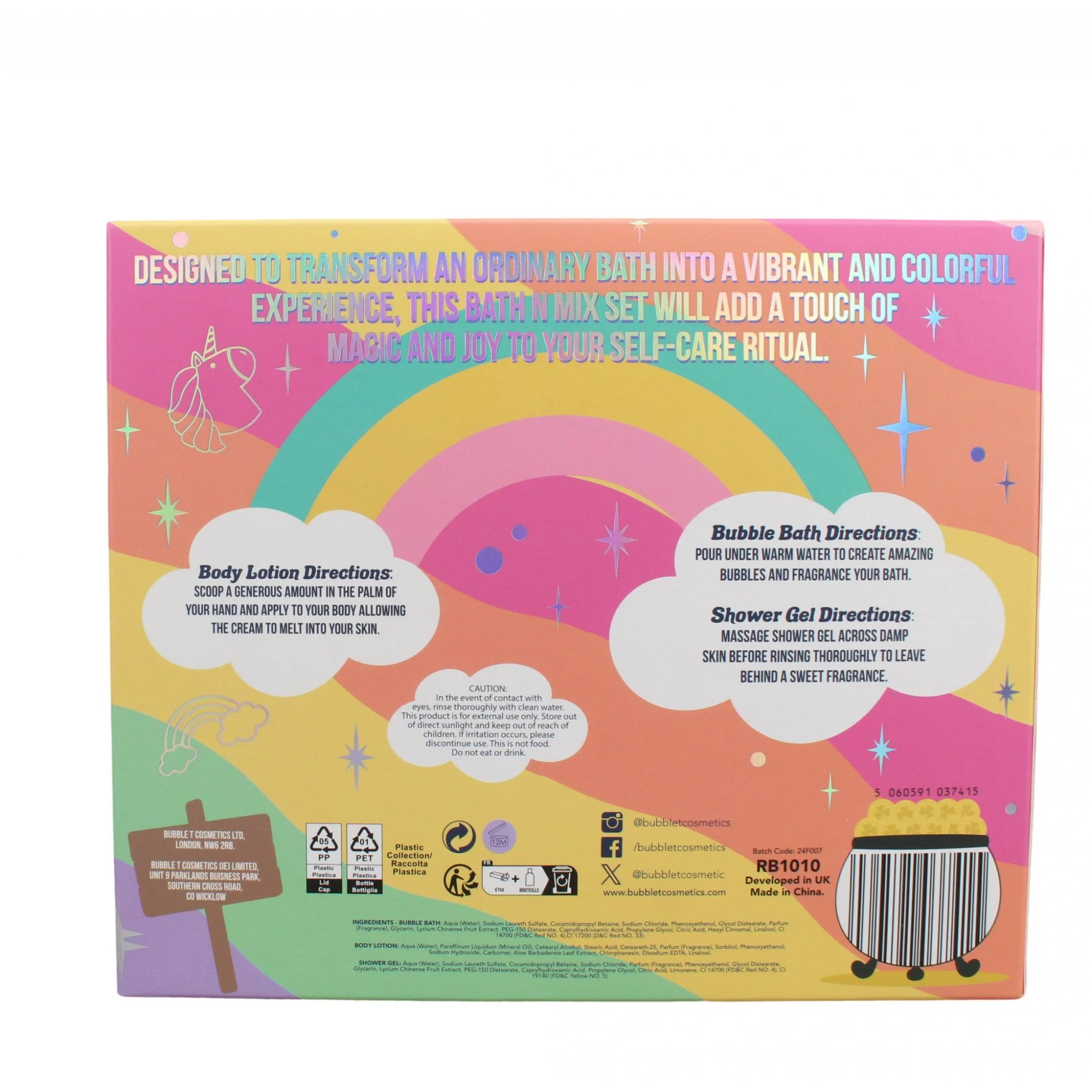 Bubble T The Rainbow Bath Mix Gift Set Body Lotion 100ml, Shower Gel 100ml & 150ml Gift Set - Image 2