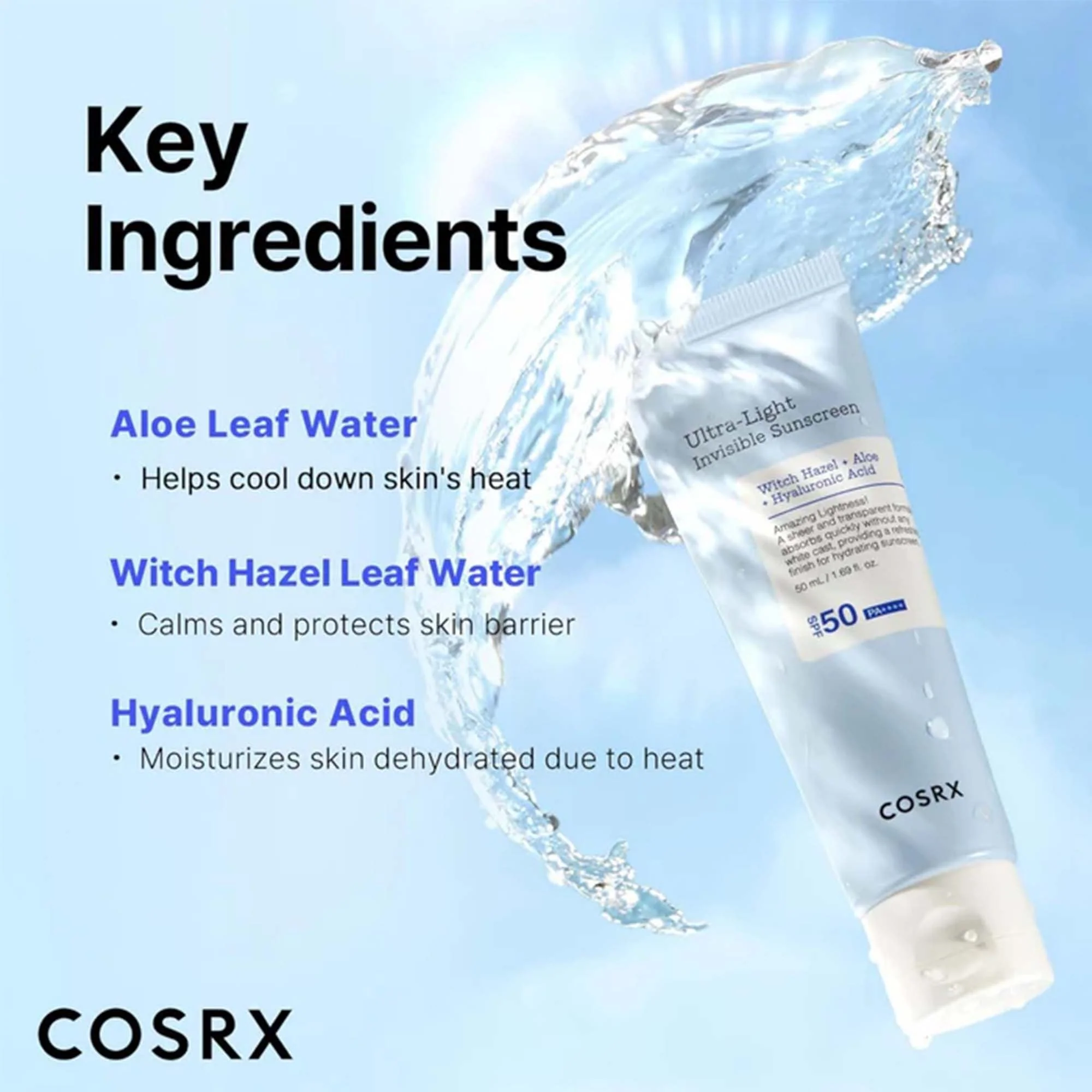 COSRX Ulta Light Invisible Suncream 50ml Tube - Image 2