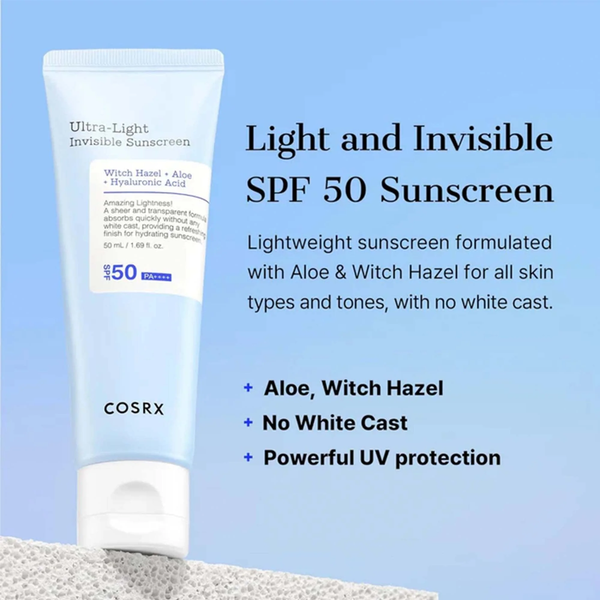 COSRX Ulta Light Invisible Suncream 50ml Tube - Image 3