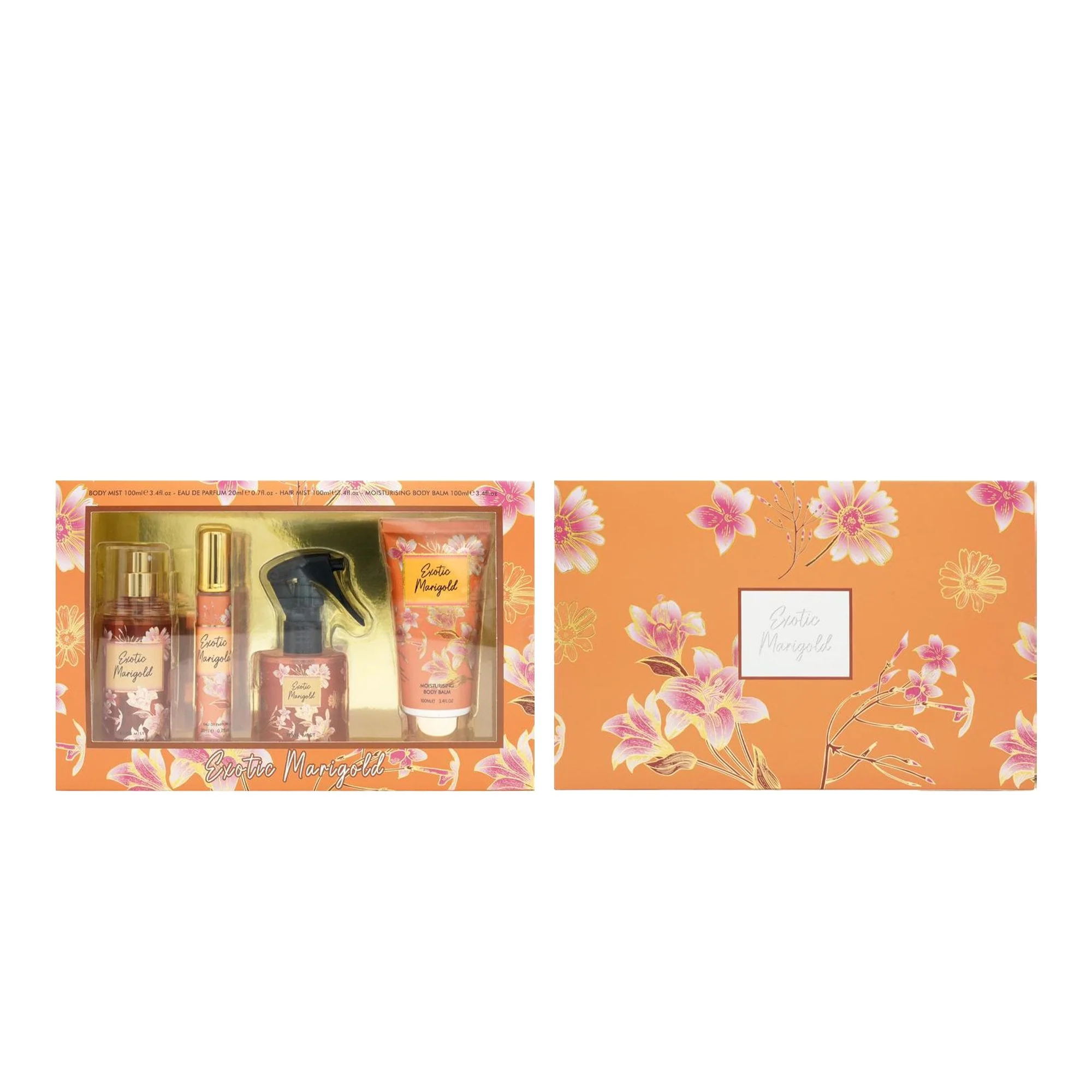 Fine Perfumery Exotic Marigold Body Mist 100ml&EDP Travel Spray&Hair Mist 100ml&Body Balm 100ml Set - Image 2
