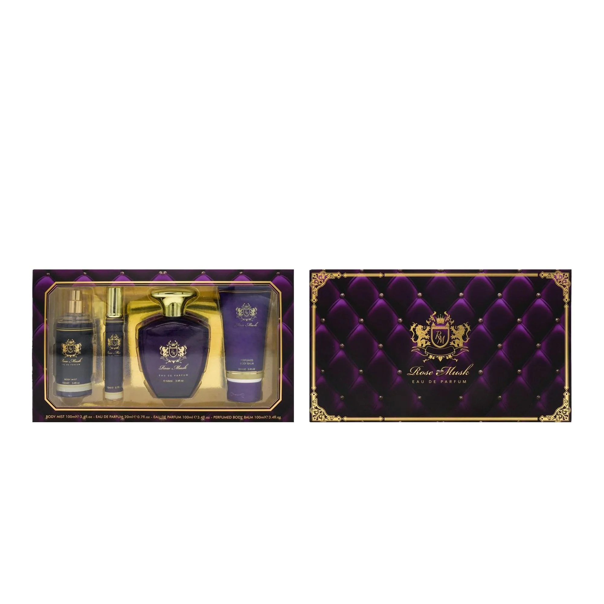 Fine Perfumery Rose Musk EDP 100ml & Travel Spray 20ml & Body Mist 200ml&Perfumed Body Balm Gift Set - Image 3