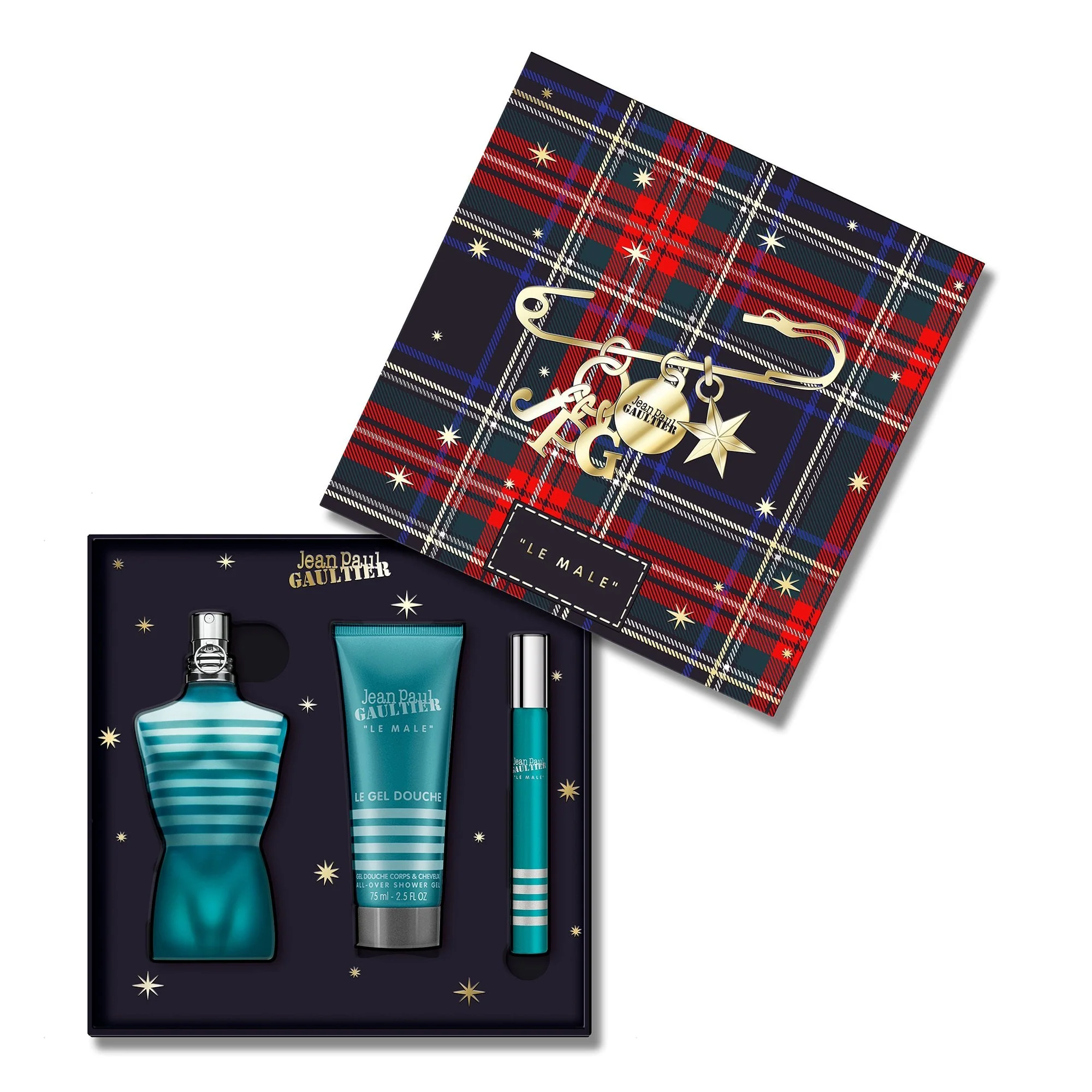 Jean Paul Gaultier ''Le Male'' Eau De Toilette 75ml & Travel Spray 10ml & Shower Gel 75ml Gift Set - Image 2