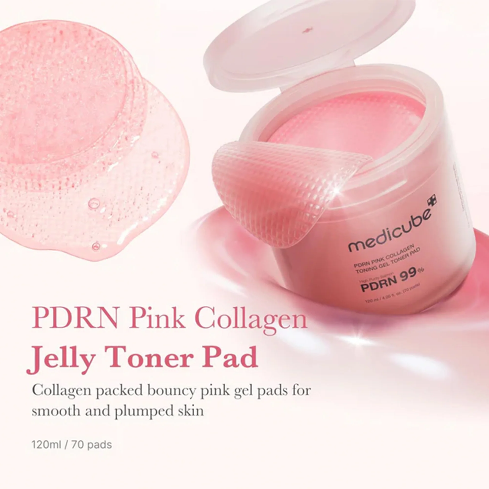 Medicube PDRN Pink Collagen Gel Toner Pad 70pcs Tub - Image 3