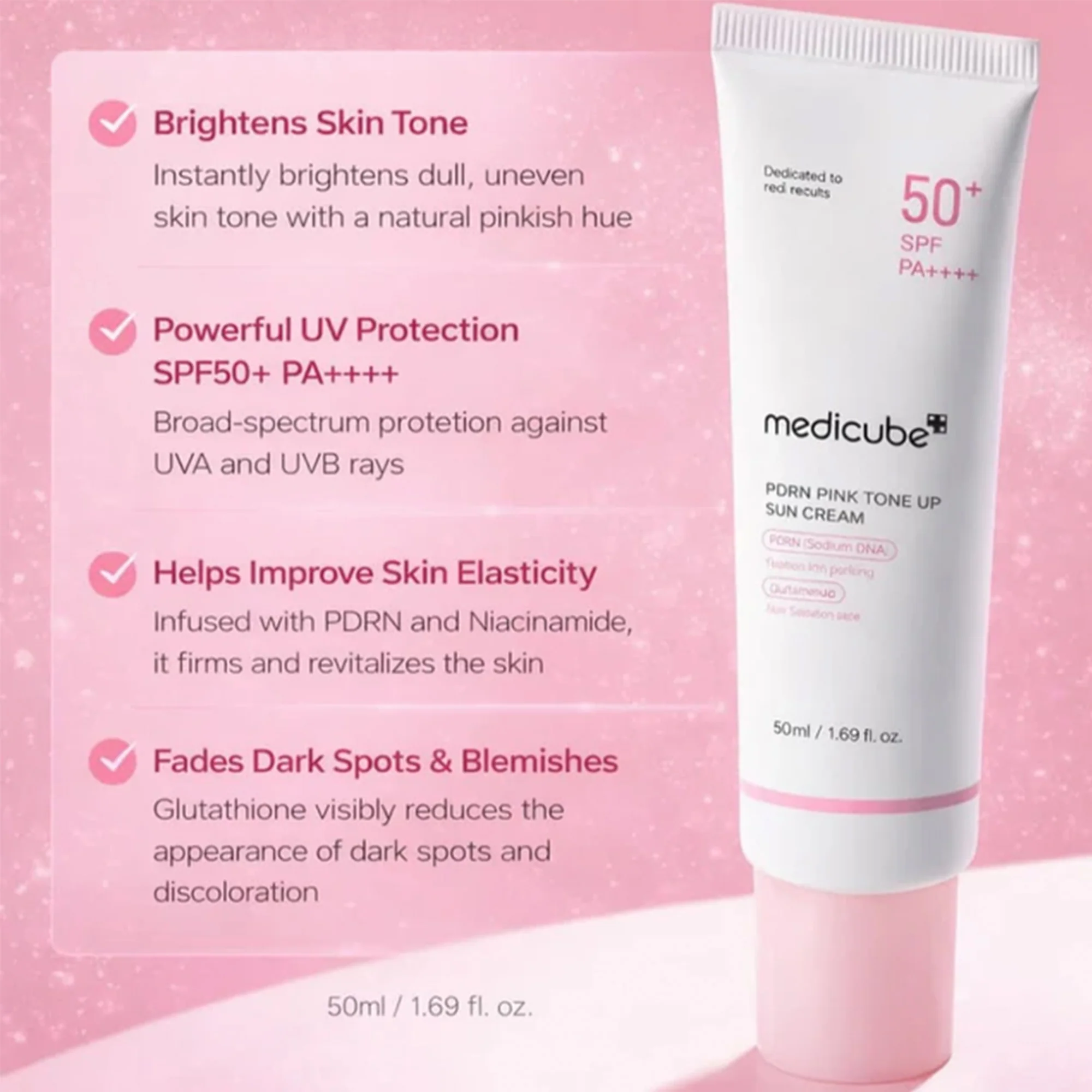 Medicube PDRN Pink Collagen Tone Up Sun Cream PA++++ 50ml Tube - Image 5