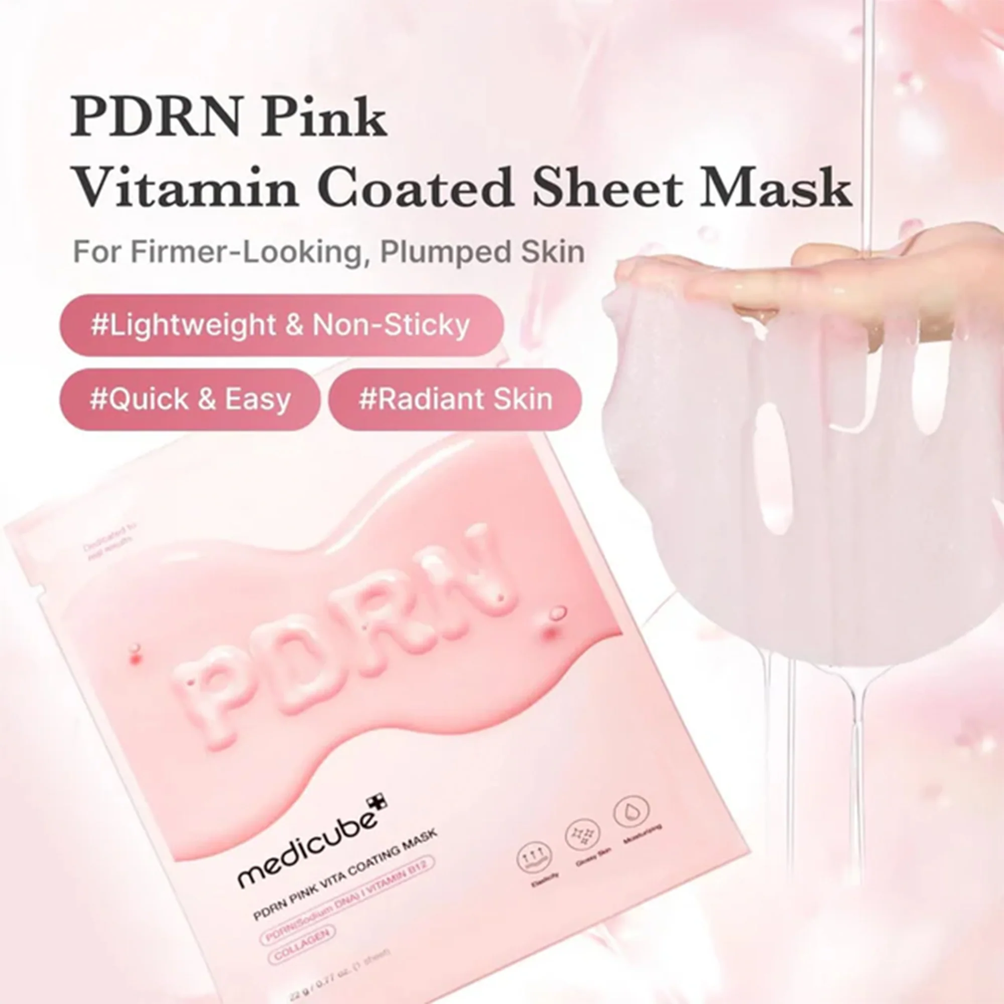 Medicube PDRN Pink Vita Sheet Mask 1pc Sachets/Units - Image 3