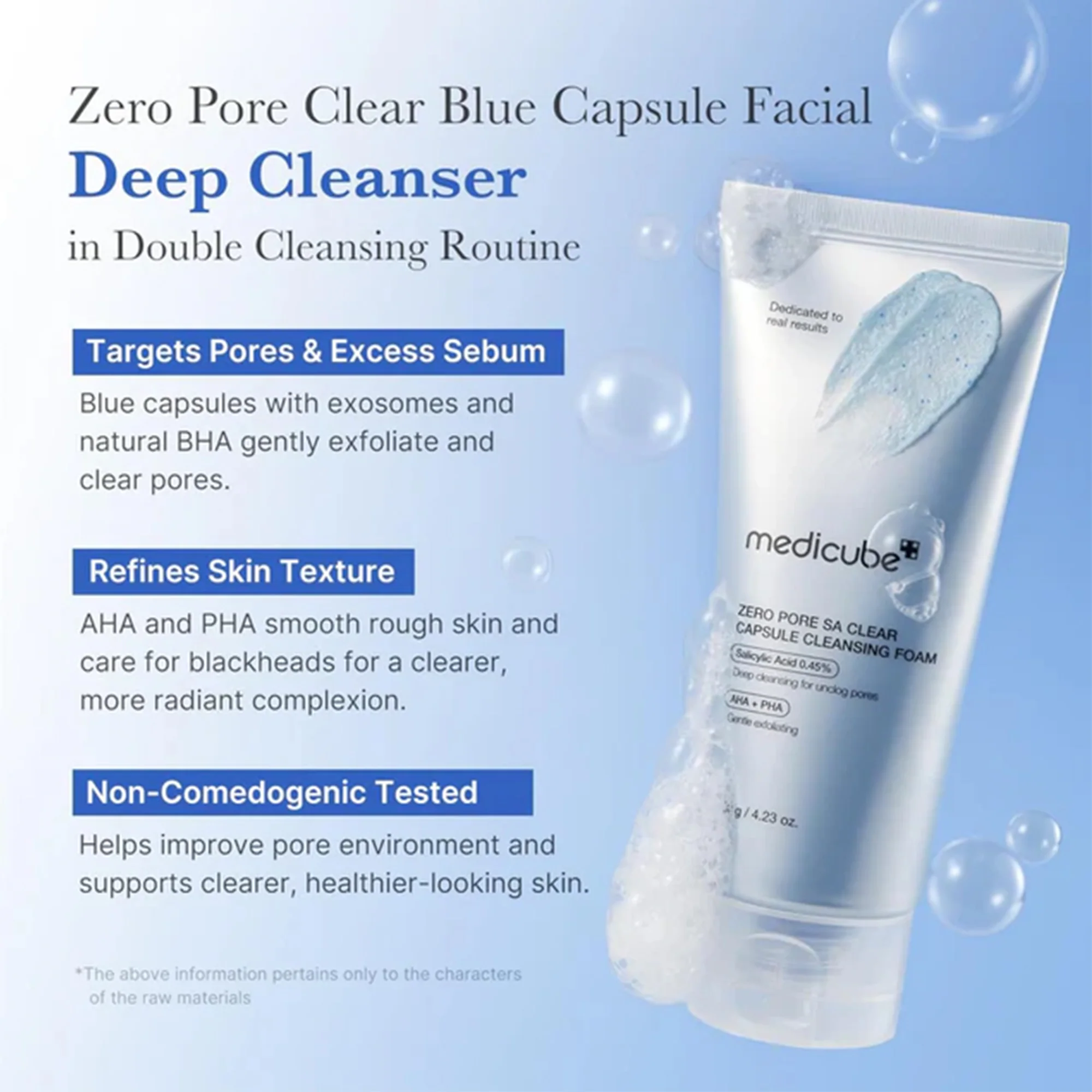 Medicube Zero Pore SA Clear Capsule Cleansing Foam 120ml Tube - Image 3