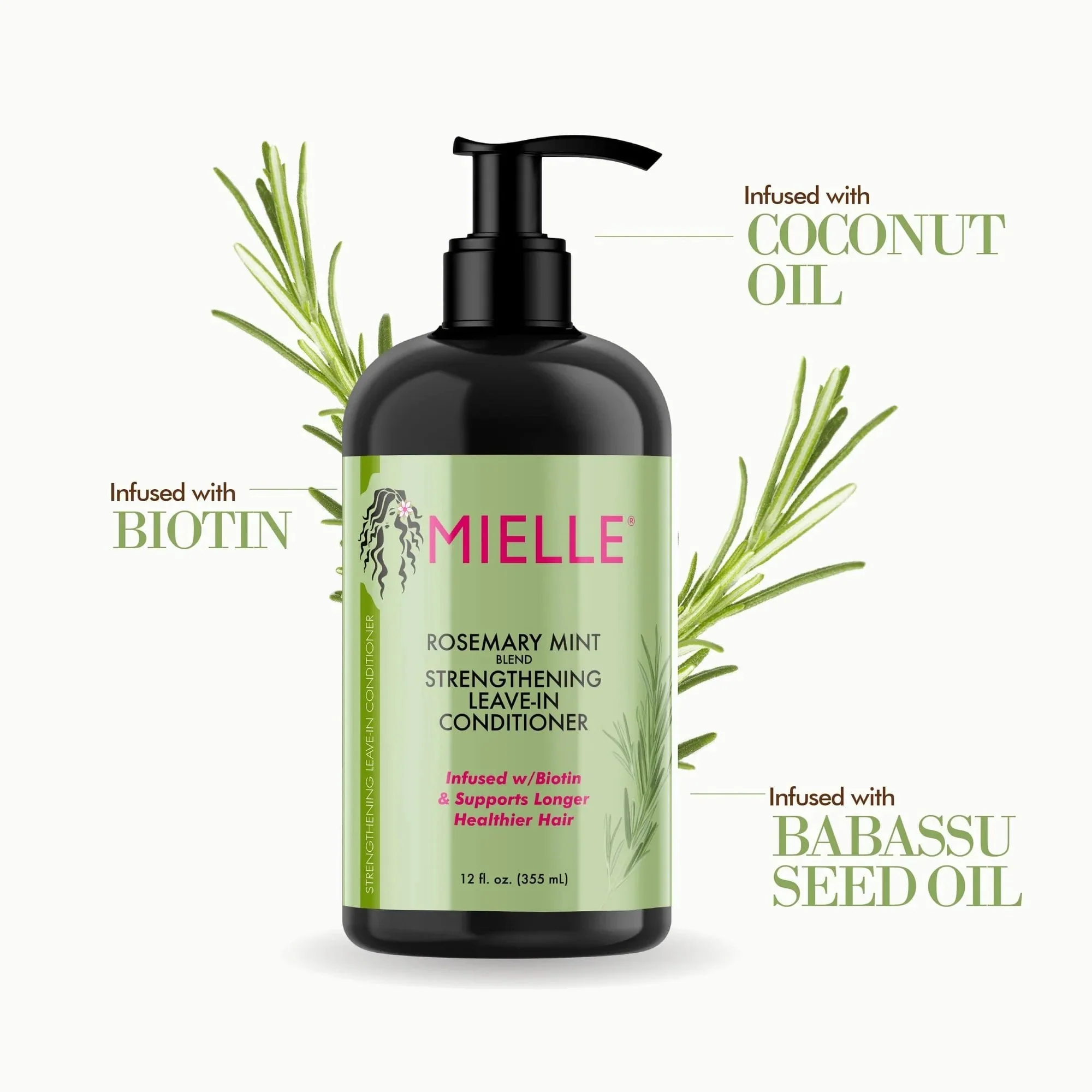 Mielle Rosemary Mint Strengthening Leave-In Conditioner 355ml Bottle - Image 2