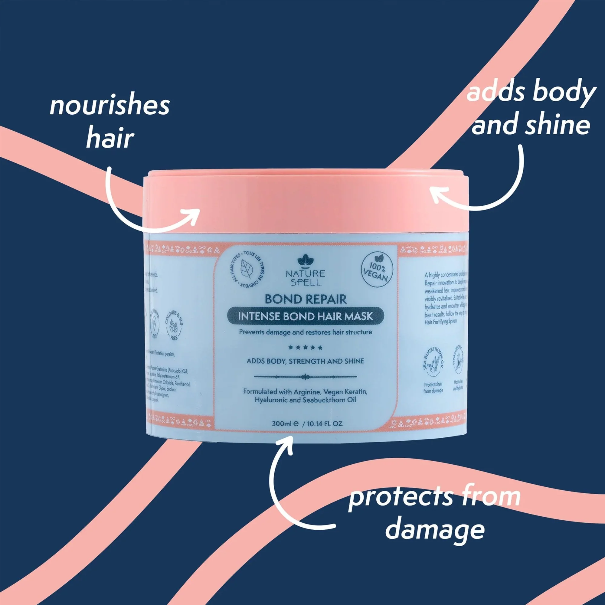Nature Spell Bond Repair Intense Hair Mask 300ml Bottle - Image 3