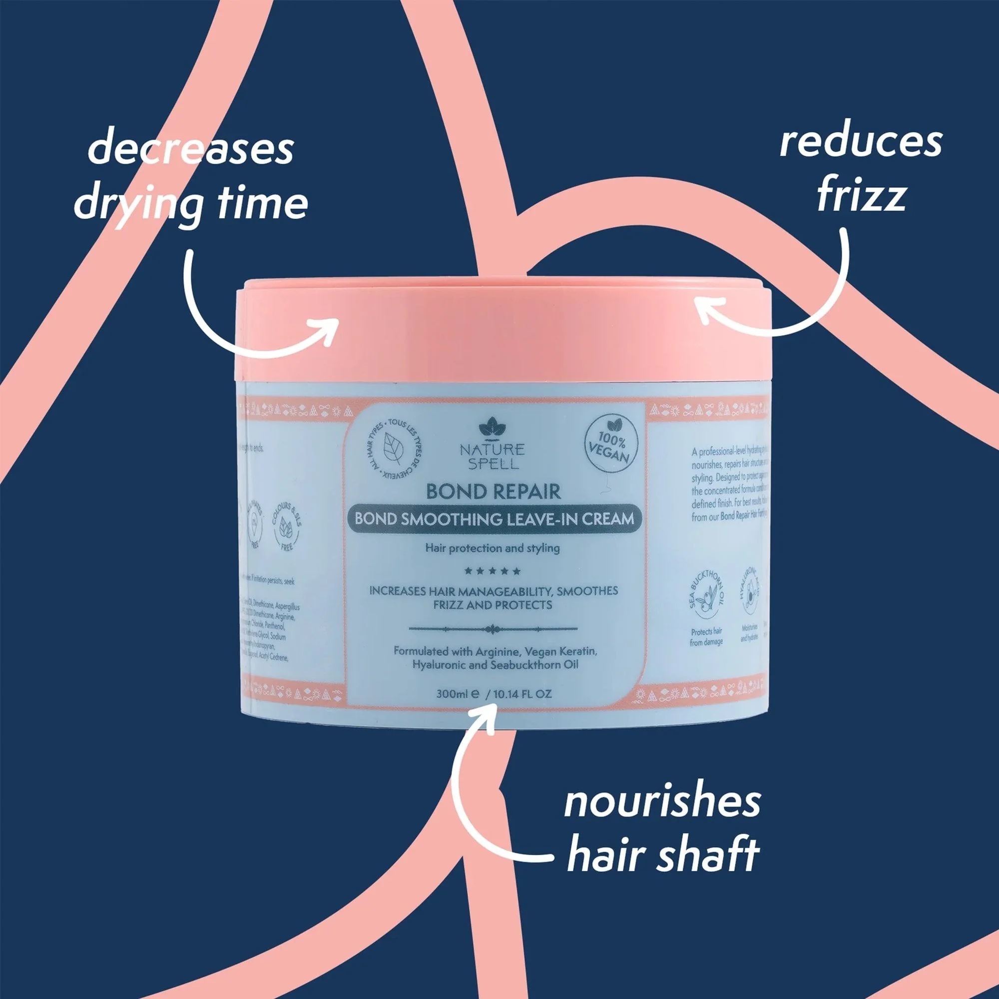 Nature Spell Bond Repair Smoothing Leave-in Cream 300ml Bottle - Image 2