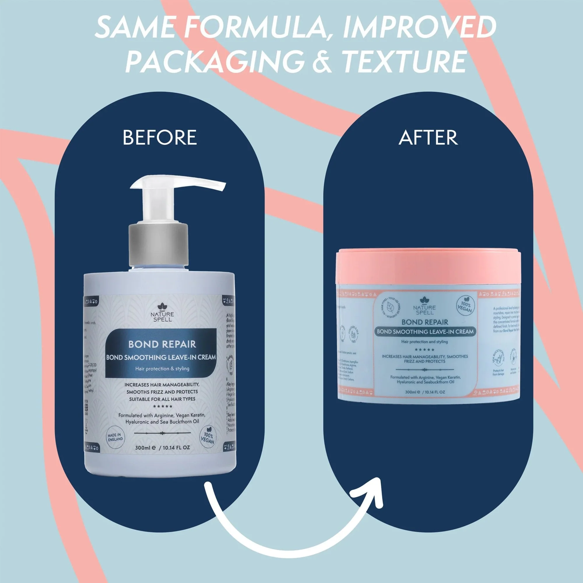 Nature Spell Bond Repair Smoothing Leave-in Cream 300ml Bottle - Image 3