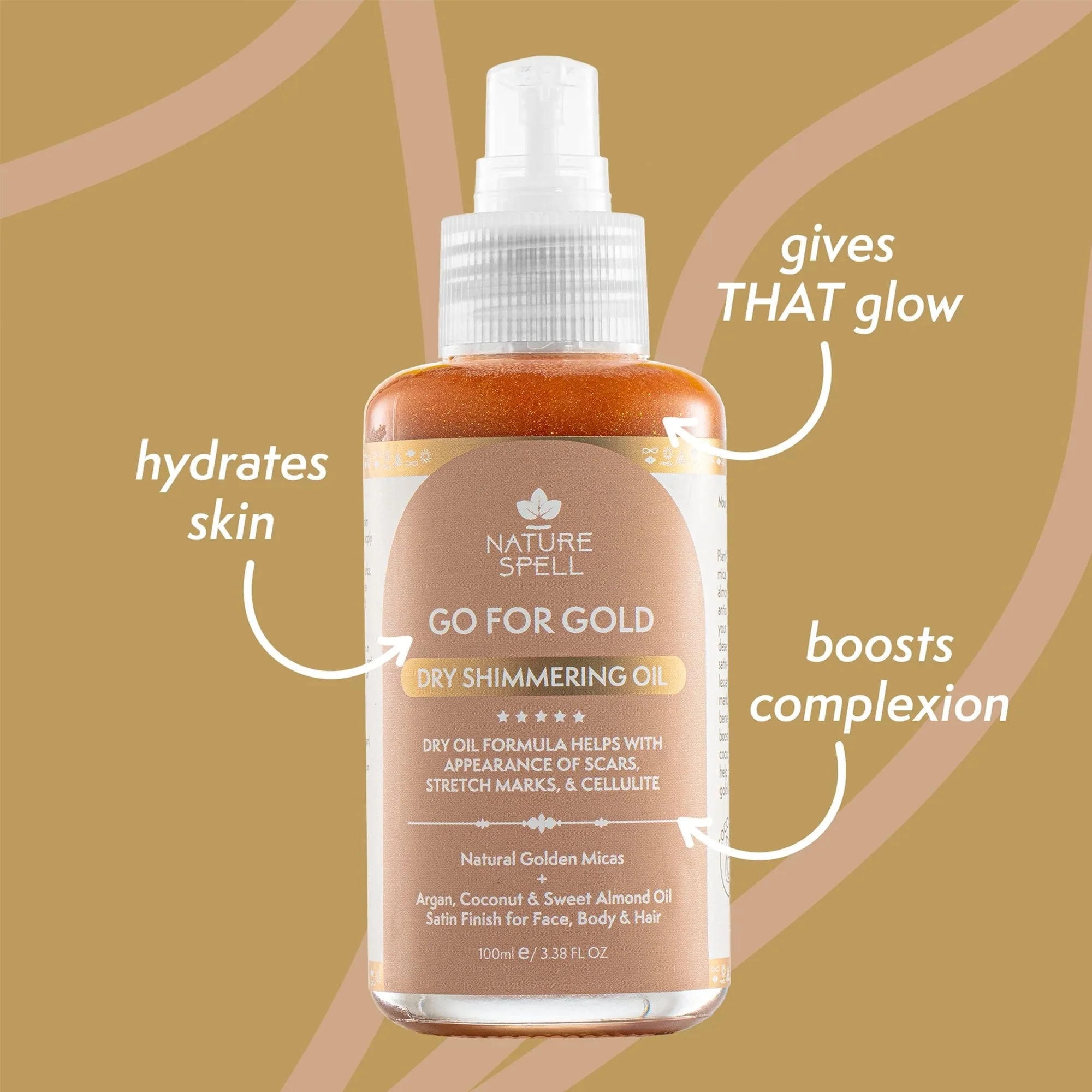 Nature Spell Go For Gold Dry Shimmering Oil 100ml Pump - Image 2