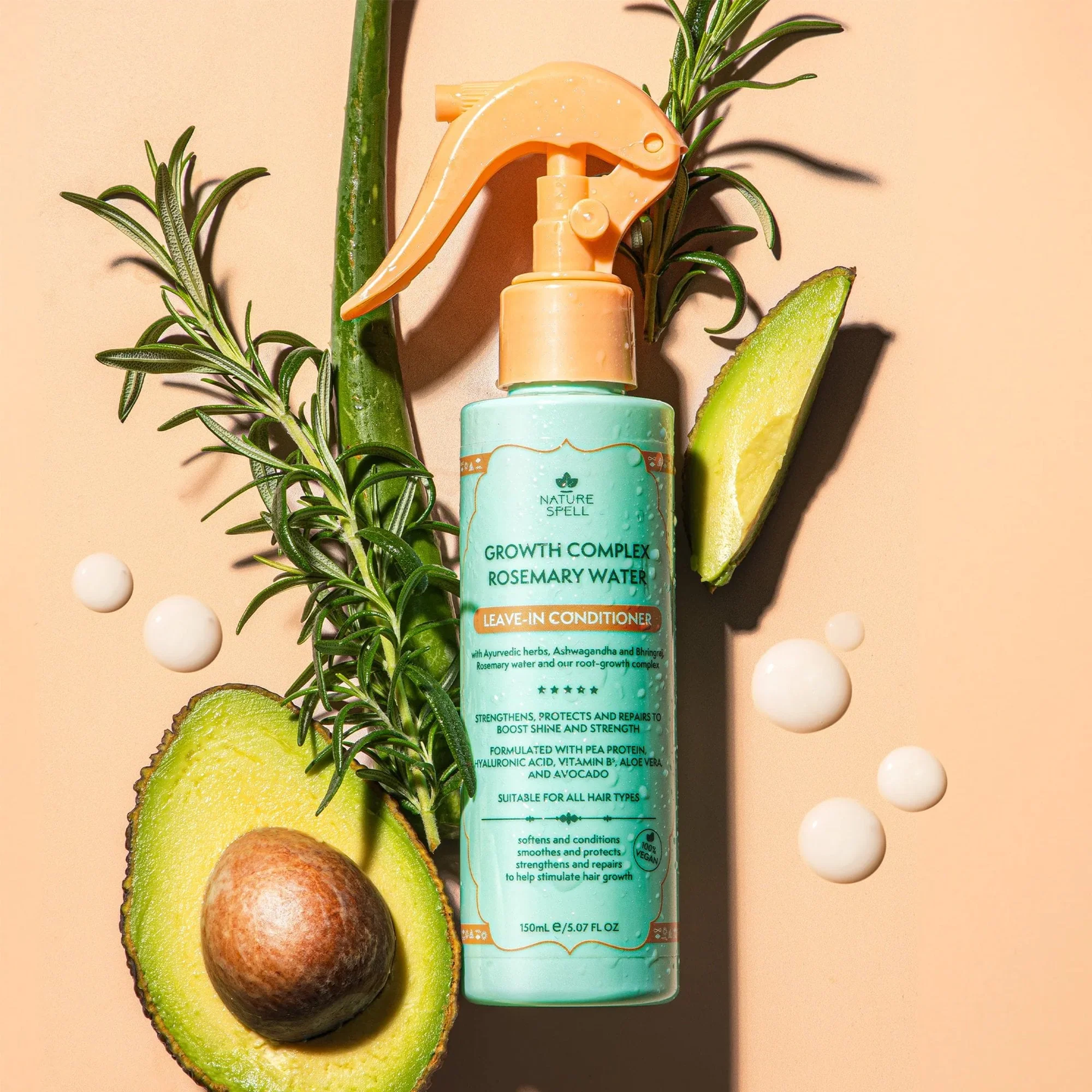 Nature Spell Growth Complex Rosemary Water Leave-In Conditioner 150ml Spray - Image 2