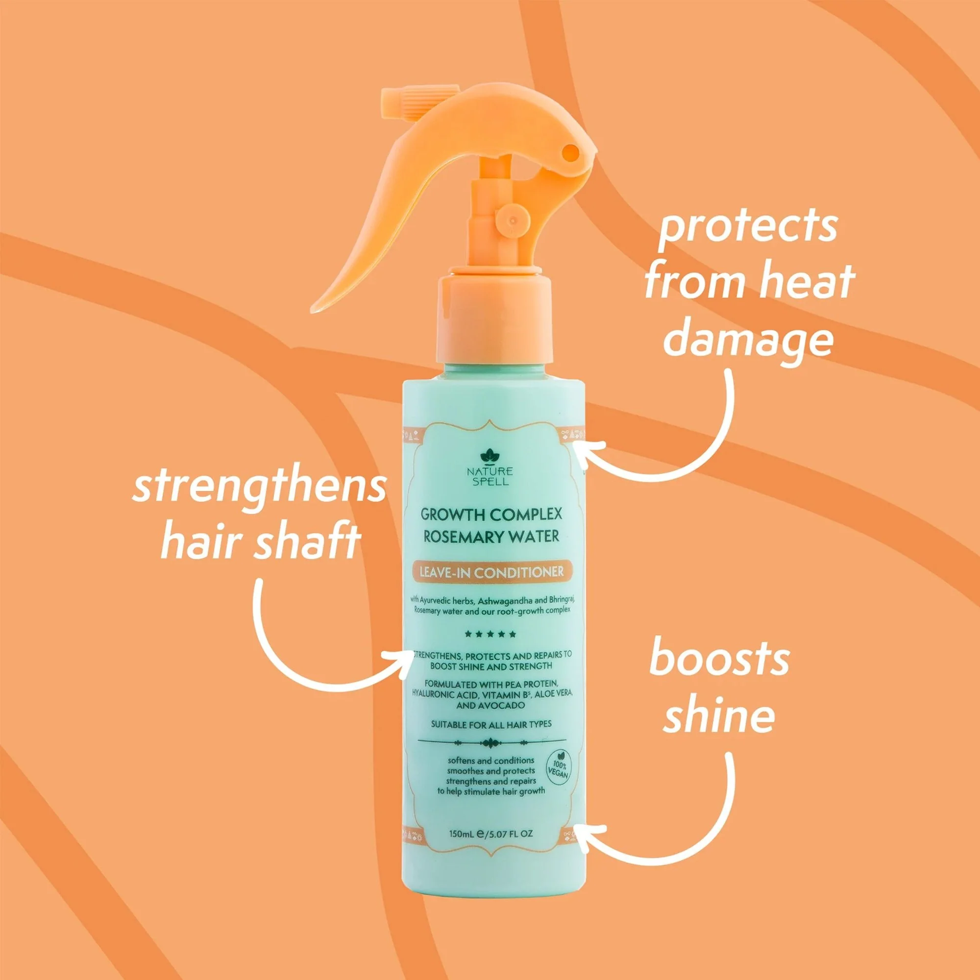 Nature Spell Growth Complex Rosemary Water Leave-In Conditioner 150ml Spray - Image 4