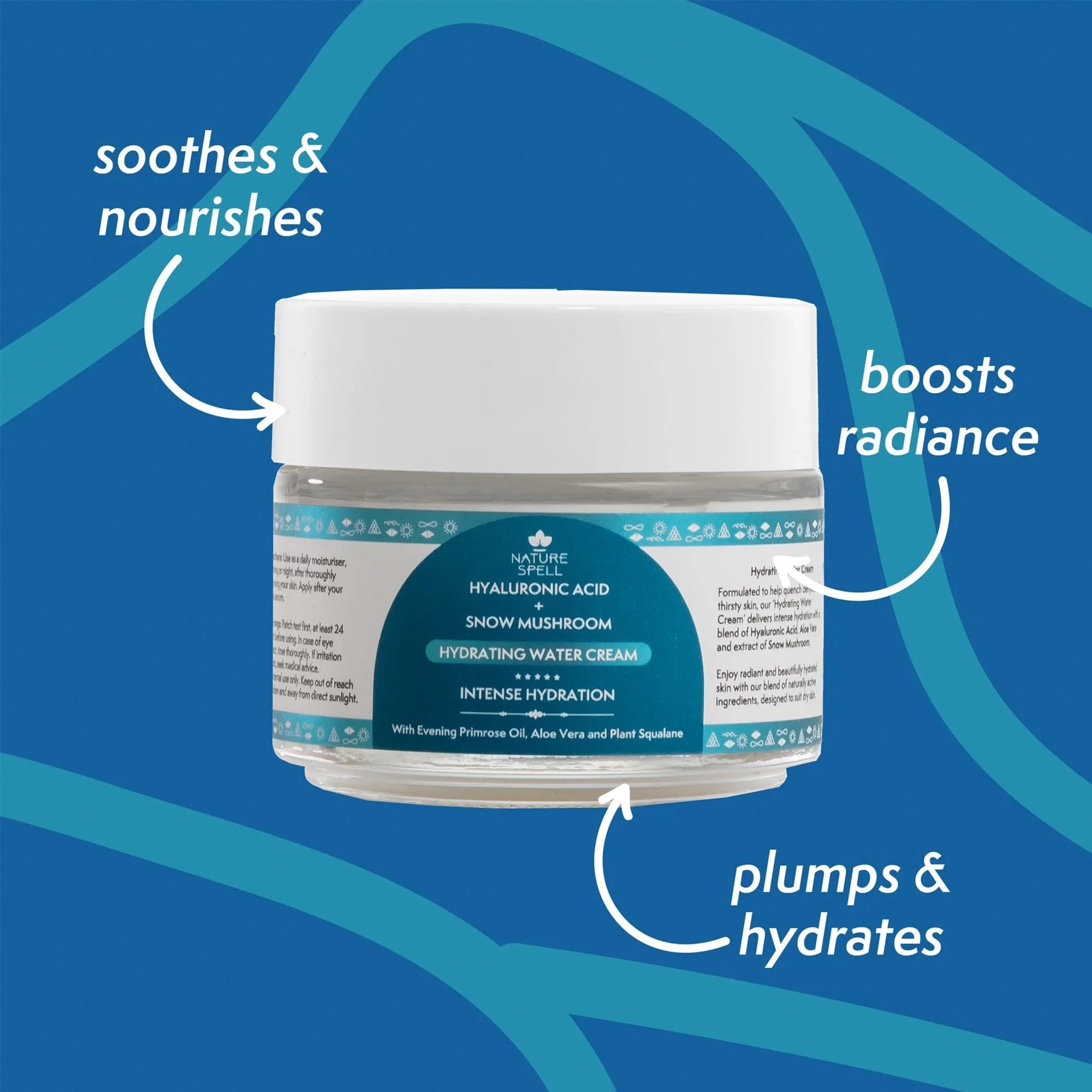 Nature Spell Hylaronic Acid + Snow Mushroom Hydrating Water Cream 100ml Jar - Image 3