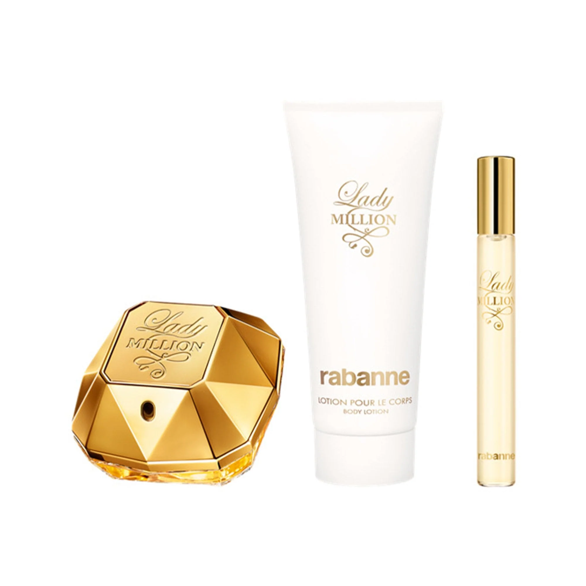 Rabanne Lady Million Eau De Parfum 50ml & Travel Spray 10ml & Body Lotion 100ml Gift Set - Image 2