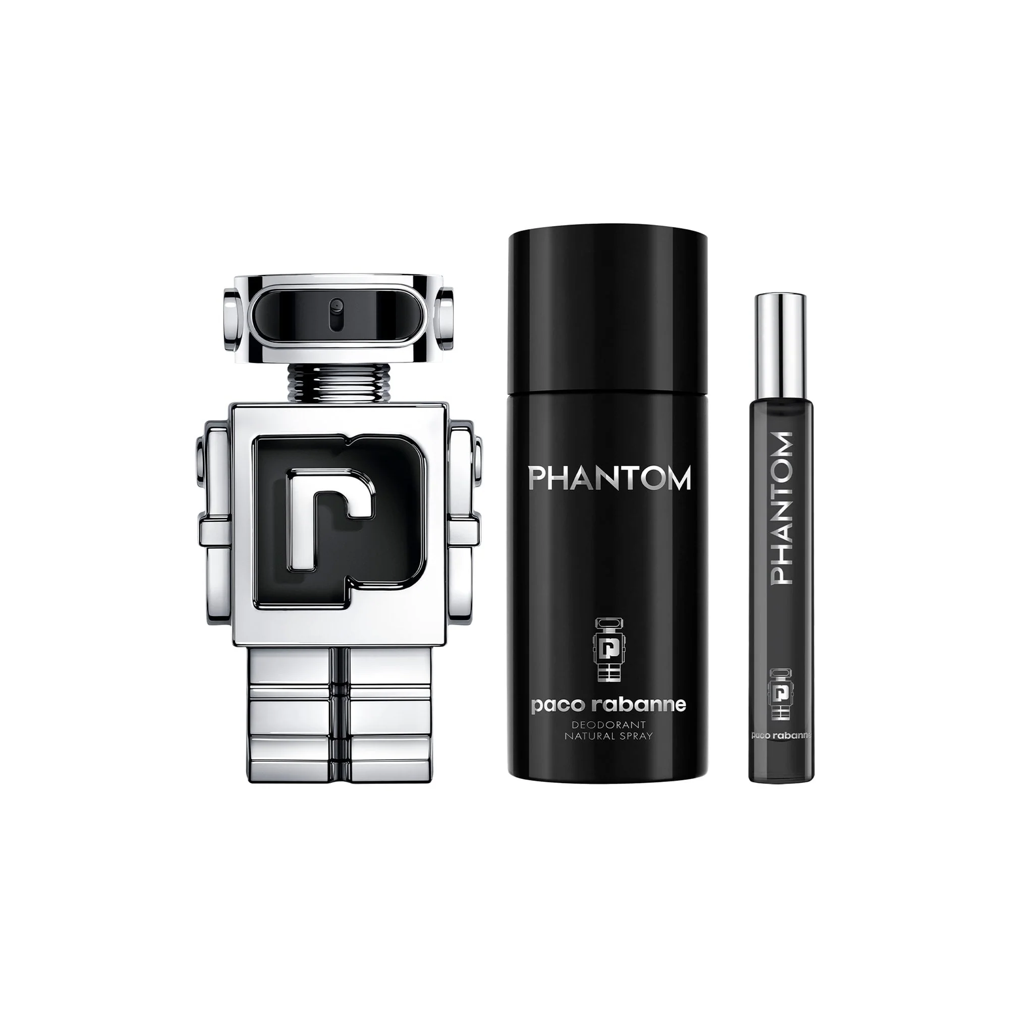 Rabanne Phantom Eau De Toilette 100ml & Deodorant 150ml & Travel Spray 10ml Gift Set - Silver - Image 2