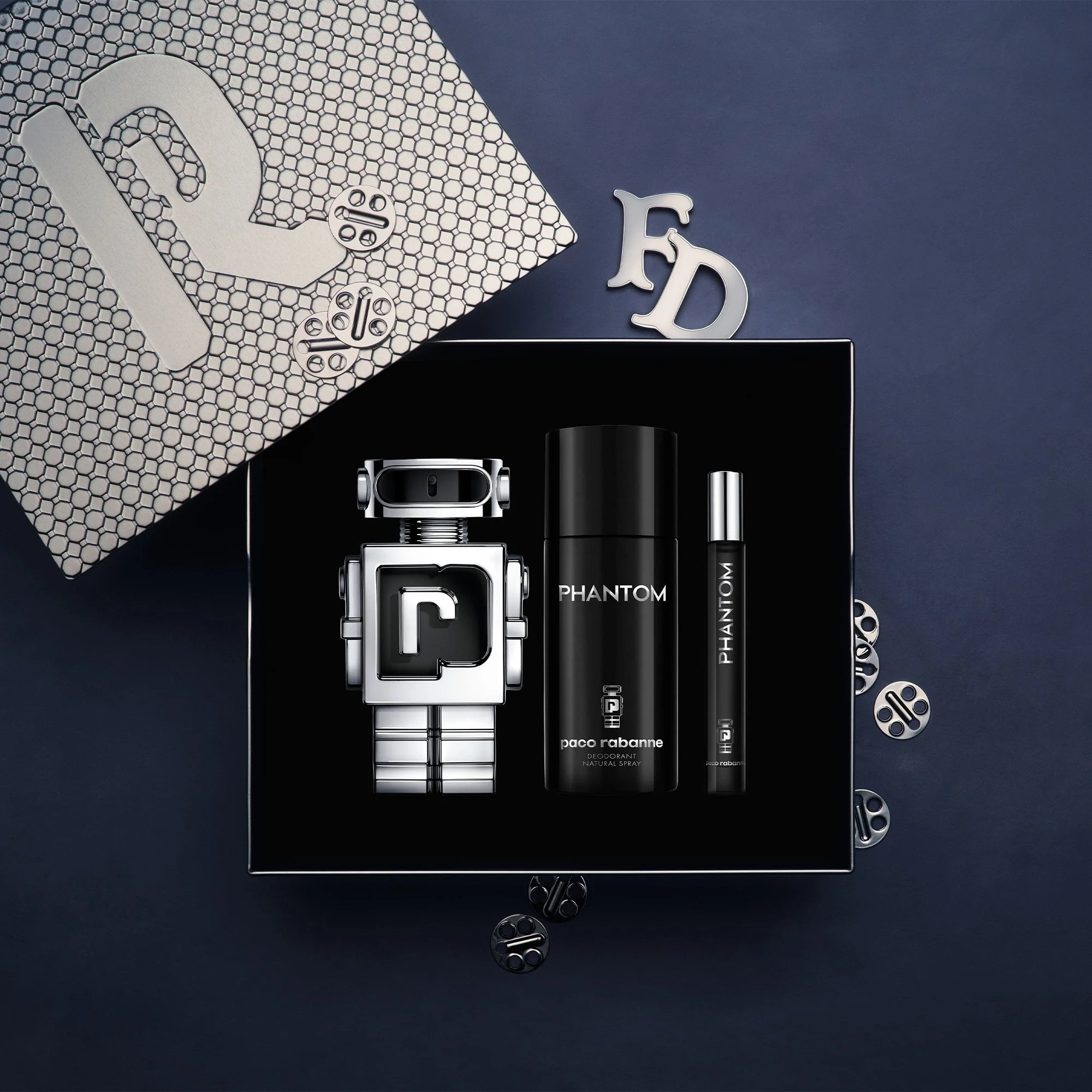 Rabanne Phantom Eau De Toilette 100ml & Deodorant 150ml & Travel Spray 10ml Gift Set - Silver - Image 4