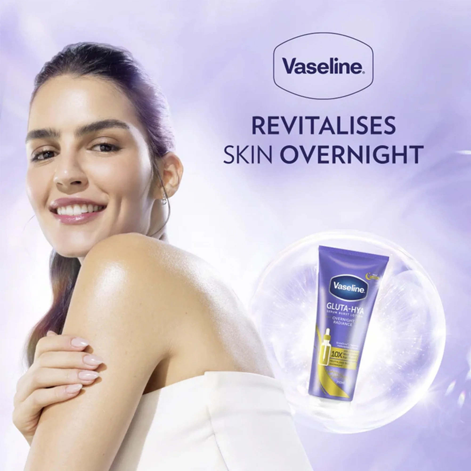 Vaseline Gluta-Hya Overnight Radiance Serum Burst Lotion 200ml Tube - Image 4