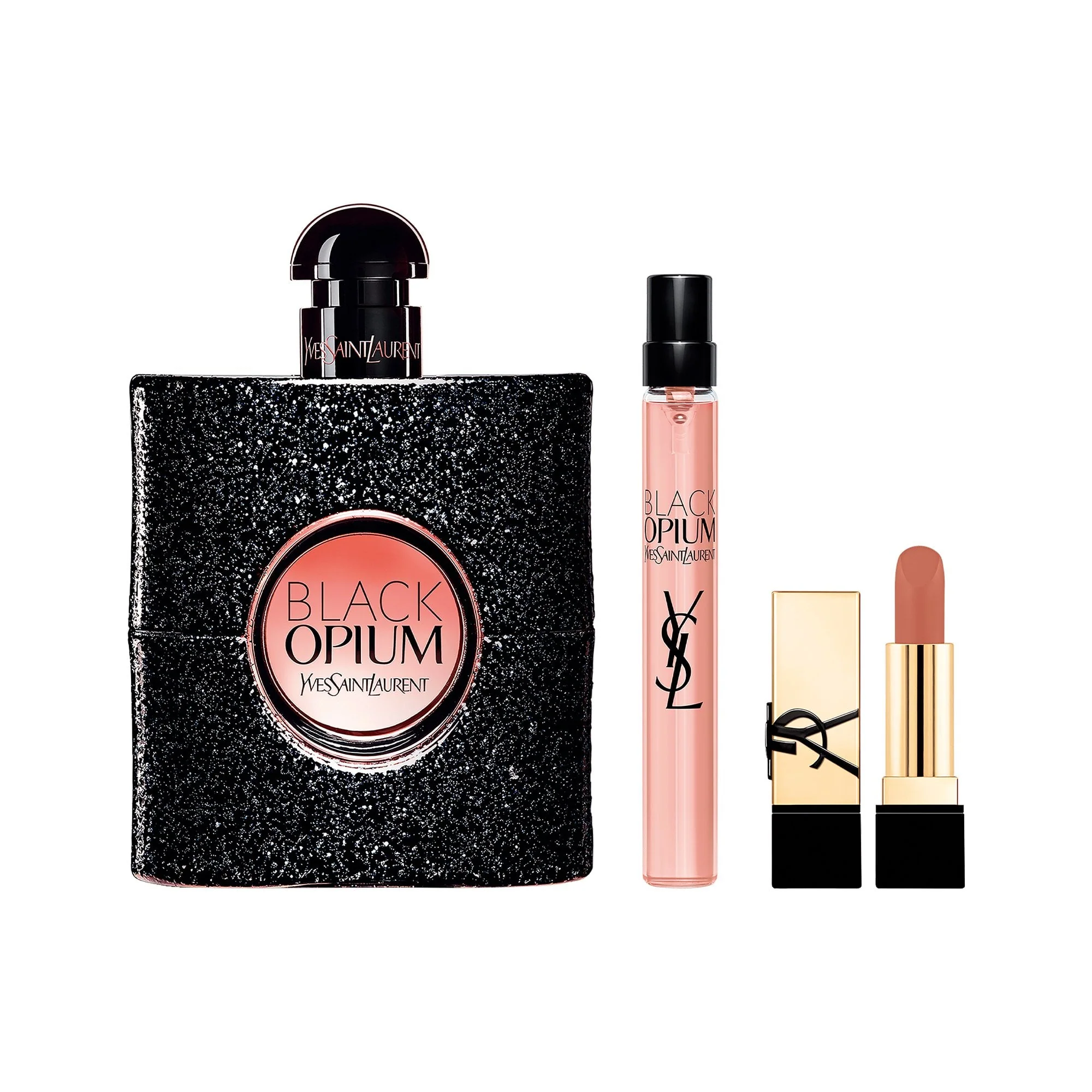 YSL Black Opium Eau De Parfum 90ml & Travel Spray 10ml & Mini Lipstick Gift Set - Image 2